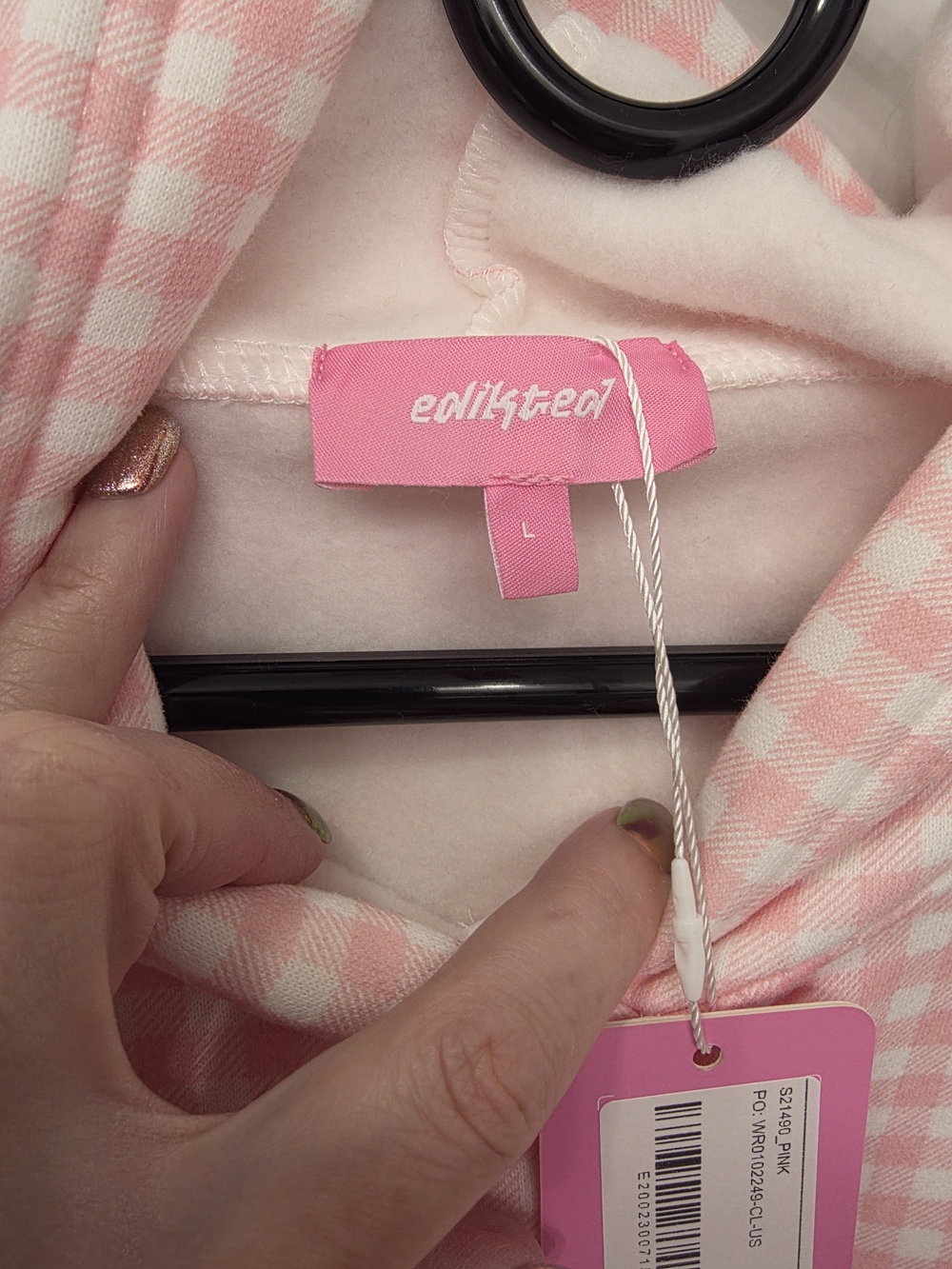 Edikted Women's Oversized Gingham Hoodie Size L - Picture 5 of 8